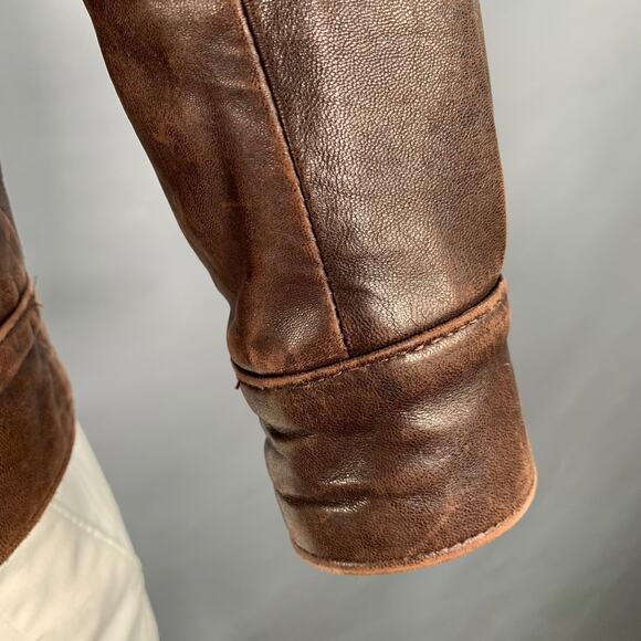 FOG CITY Size 42 Brown Leather Bomber Jacket - Picture 9 of 13